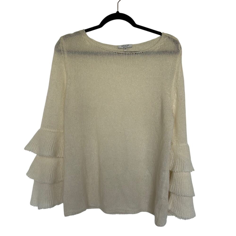Gio & Gio Tiered Sleeve Bateau Neck Sweater, XL